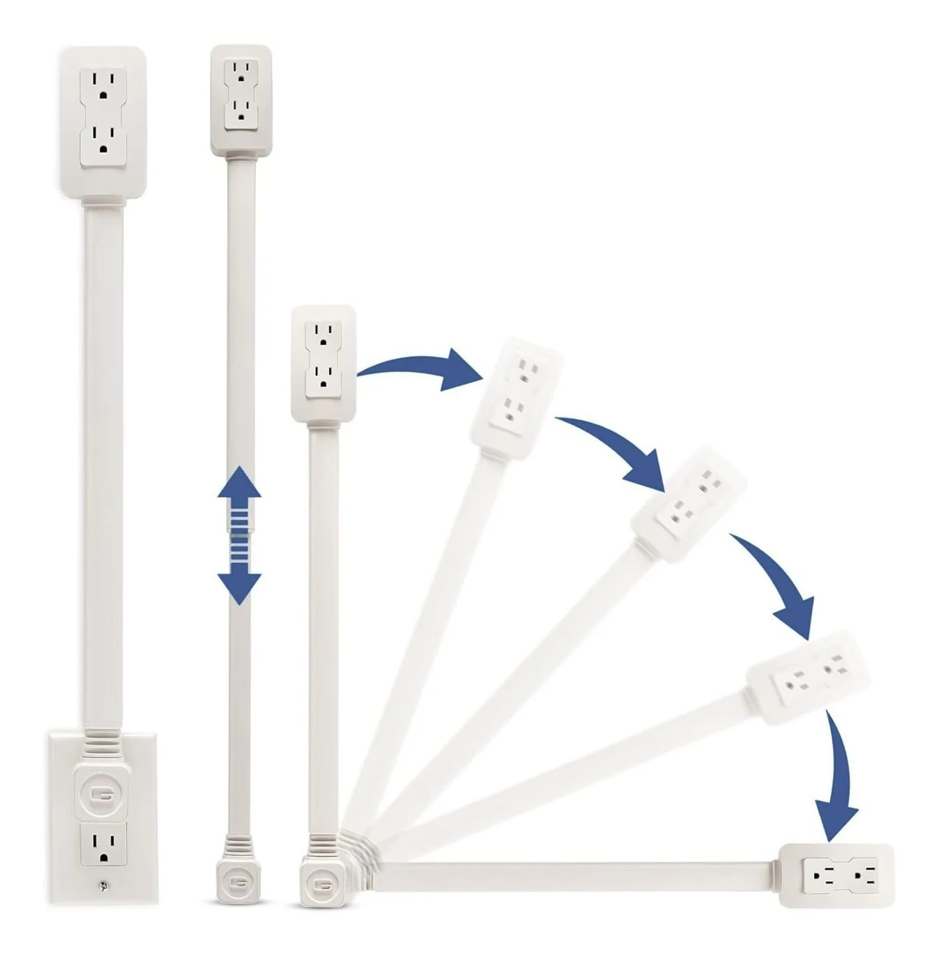 🔥Zandora Electrical Outlet Extender & 2 AC Outlets Extendable 18’’-30’’ Rotatable 180°