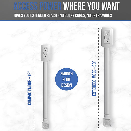 🔥Zandora Electrical Outlet Extender & 2 AC Outlets Extendable 18’’-30’’ Rotatable 180°
